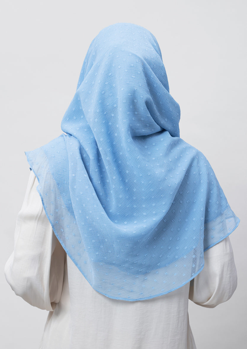 Baby Blue-Plain Mosaic Butti Chiffon