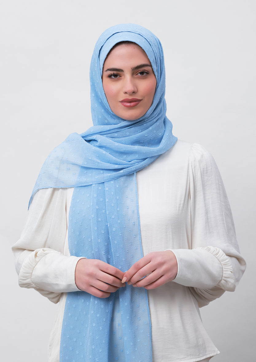 Baby Blue-Plain Mosaic Butti Chiffon
