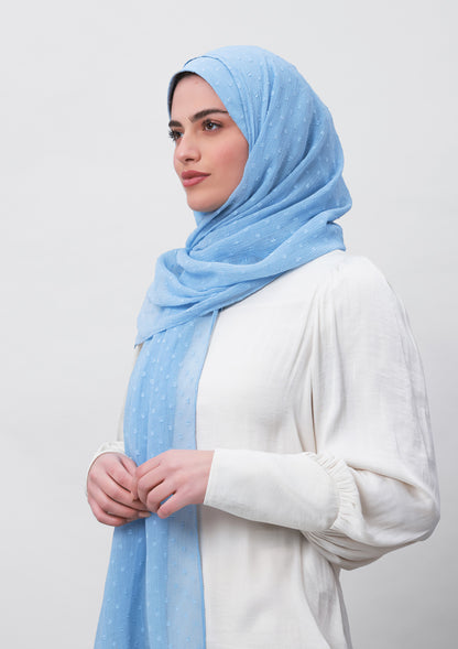 Baby Blue-Plain Mosaic Butti Chiffon