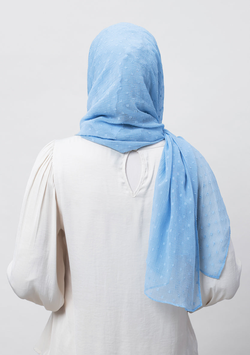 Baby Blue-Plain Mosaic Butti Chiffon