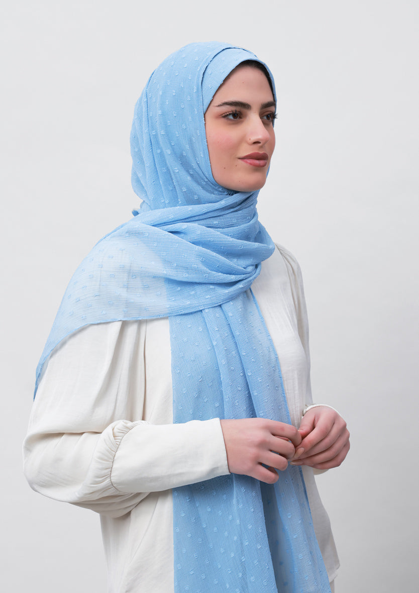 Baby Blue-Plain Mosaic Butti Chiffon
