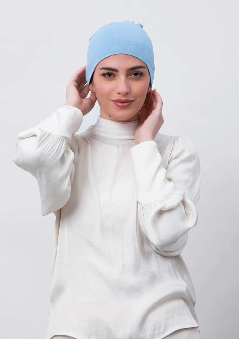 Baby Blue-Plain Mosaic Butti Chiffon