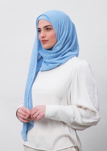 Baby Blue-Plain Mosaic Butti Chiffon