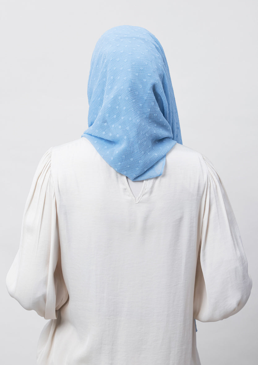 Baby Blue-Plain Mosaic Butti Chiffon