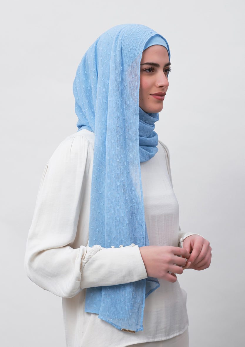 Baby Blue-Plain Mosaic Butti Chiffon