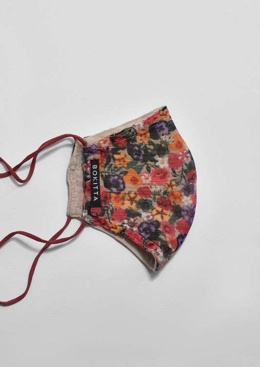 Flower Wall-Face Mask-Printed Crinkled Chiffon