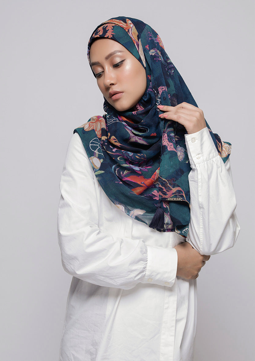 Under The Sea - Printed Crinkled Chiffon