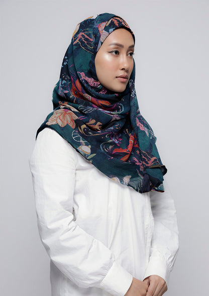 Under The Sea - Printed Crinkled Chiffon