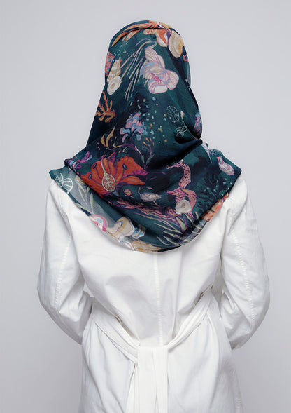 Under The Sea - Printed Crinkled Chiffon