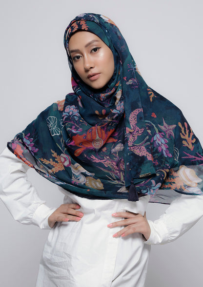 Under The Sea - Printed Crinkled Chiffon
