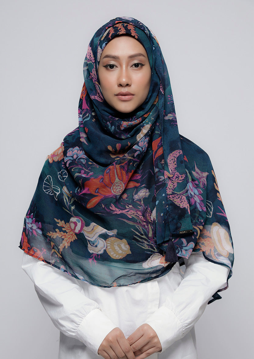 Under The Sea - Printed Crinkled Chiffon