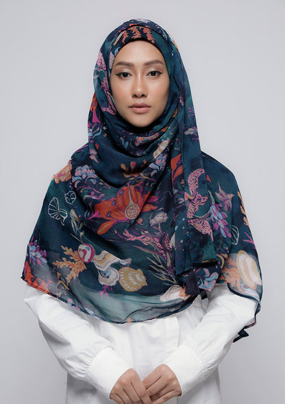 Under The Sea - Printed Crinkled Chiffon