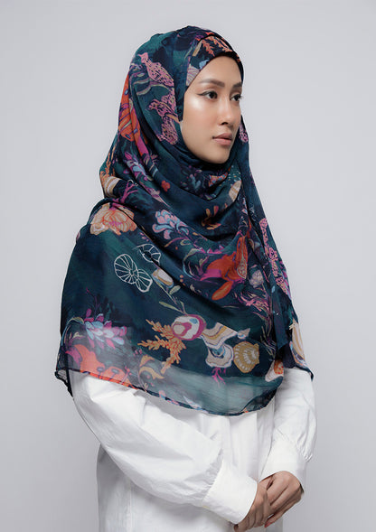 Under The Sea - Printed Crinkled Chiffon