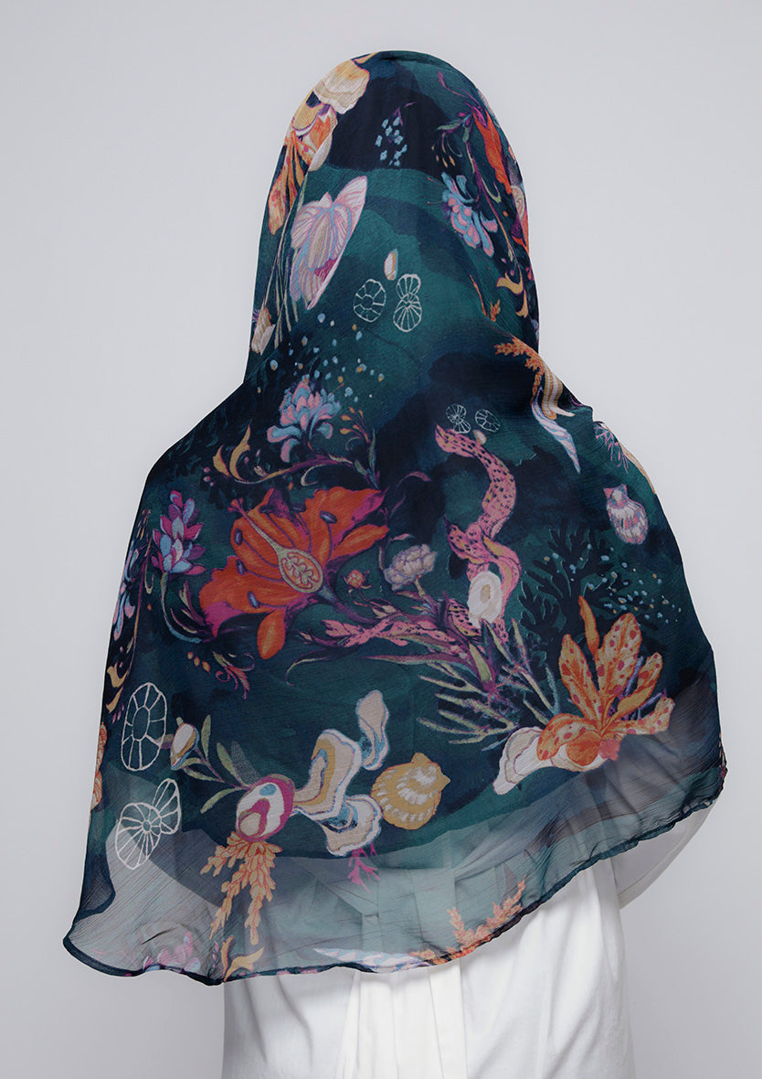 Under The Sea - Printed Crinkled Chiffon