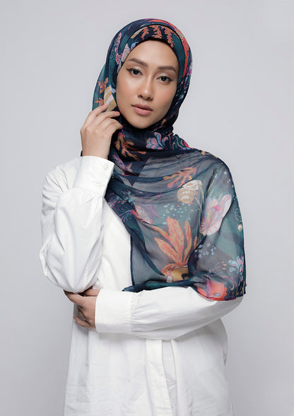 Under The Sea - Printed Crinkled Chiffon