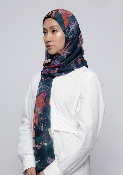 Under The Sea - Printed Crinkled Chiffon