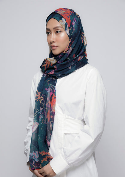 Under The Sea - Printed Crinkled Chiffon