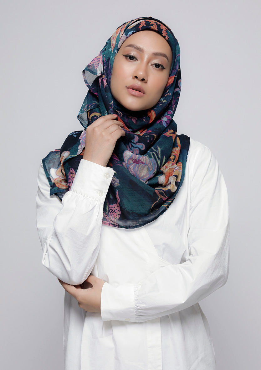 Under The Sea - Printed Crinkled Chiffon