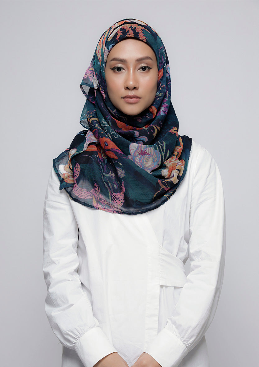 Under The Sea - Printed Crinkled Chiffon