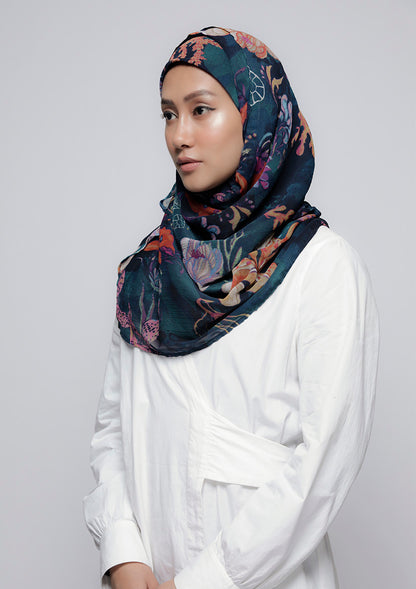 Under The Sea - Printed Crinkled Chiffon