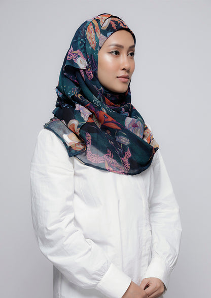 Under The Sea - Printed Crinkled Chiffon