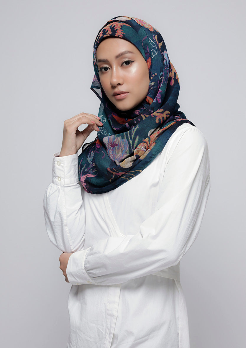Under The Sea - Printed Crinkled Chiffon