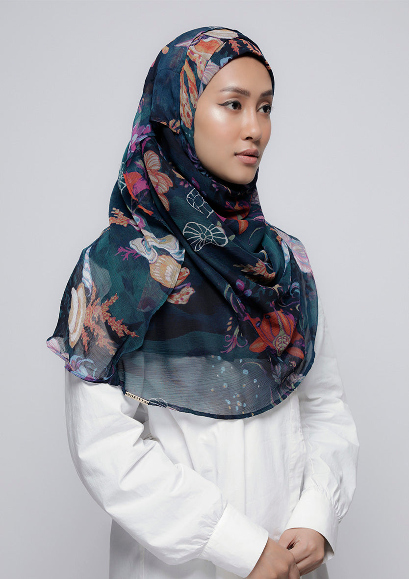 Under The Sea - Printed Crinkled Chiffon