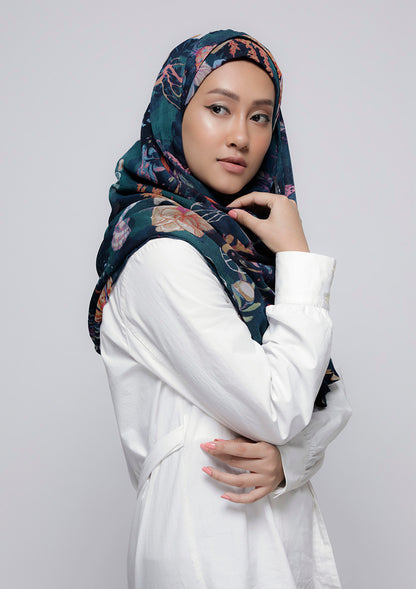 Under The Sea - Printed Crinkled Chiffon