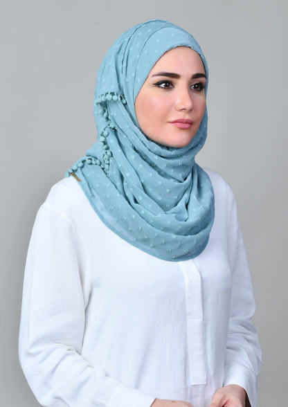 Aqua - Mosaic Butti Chiffon - BOKITTA Hijab