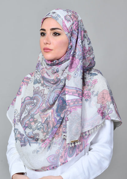 Boteh Blue - Mosaic Chiffon - BOKITTA Hijab