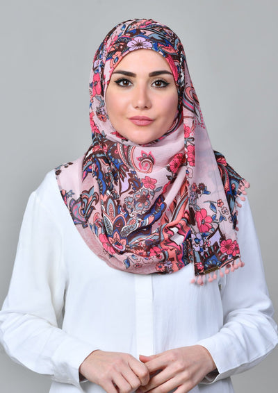 Boteh Pink - Mosaic Chiffon - BOKITTA Hijab