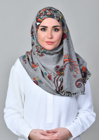 Kashmir Gray - Crinkled Chiffon - BOKITTA Hijab