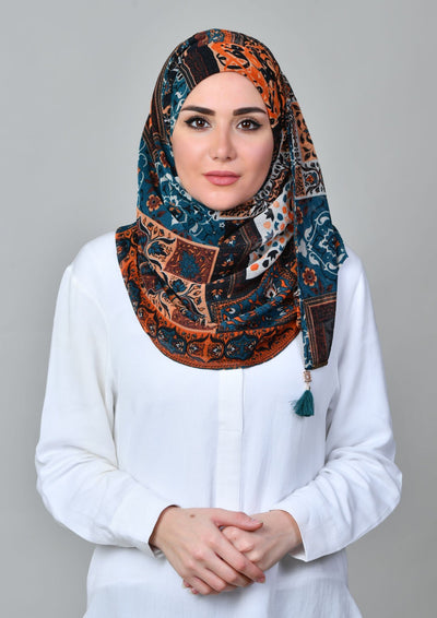 Shahrayar Orange - Mosaic Chiffon - BOKITTA Hijab