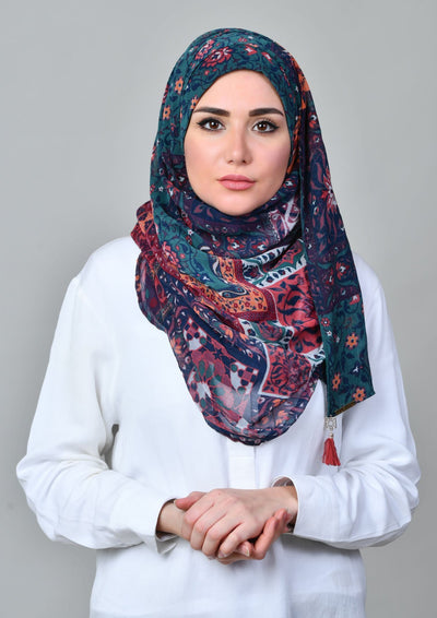 Shahrayar Red - Mosaic Chiffon - BOKITTA Hijab
